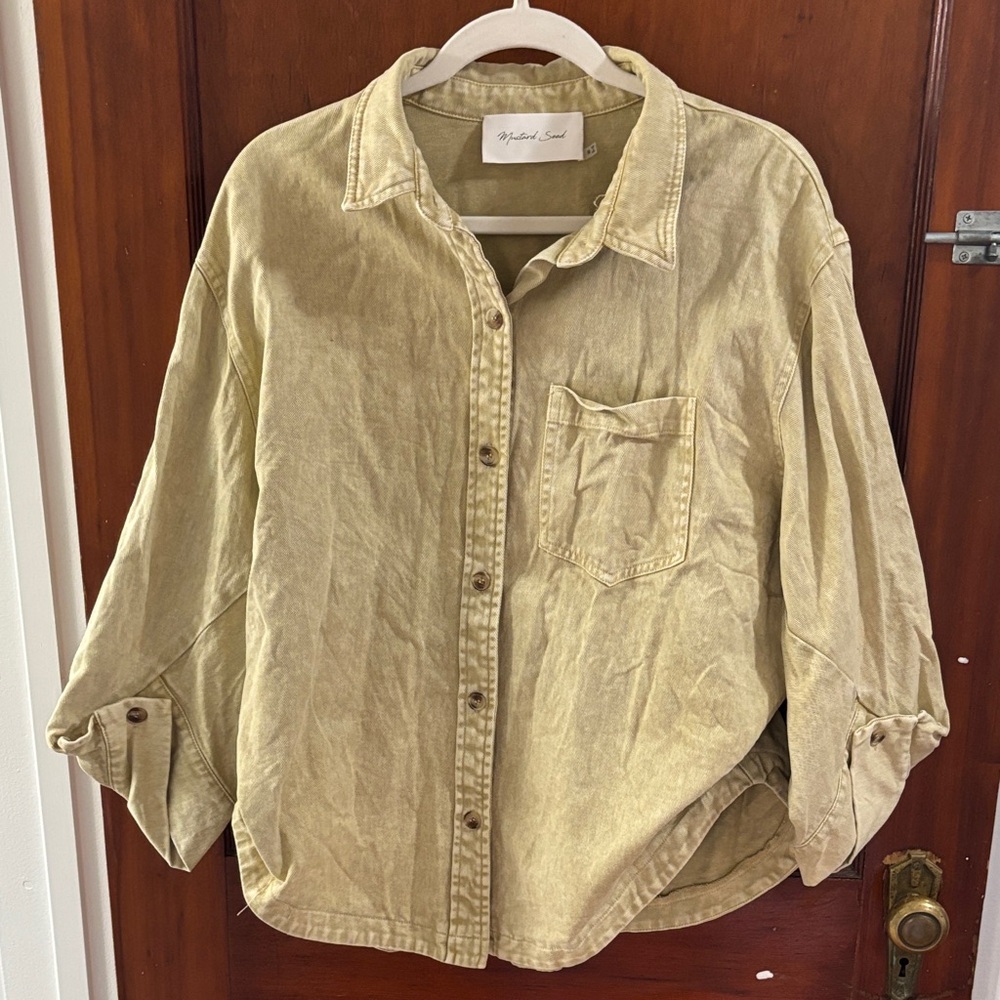 Mustard Seed Beige Button-Down Shirt